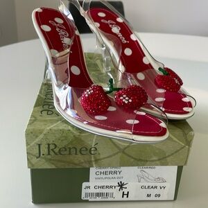J Renee Wild Cherries Lucite Slingback Heels 9